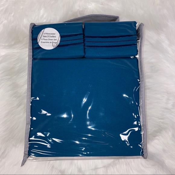 ⭐️SALE⭐️King 6pc Cyan Bedsheets - Picture 2 of 5